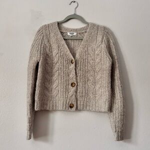 BB DAKOTA Steve Madden Quick Study Cable Knit Crop Grey  Cardigan M